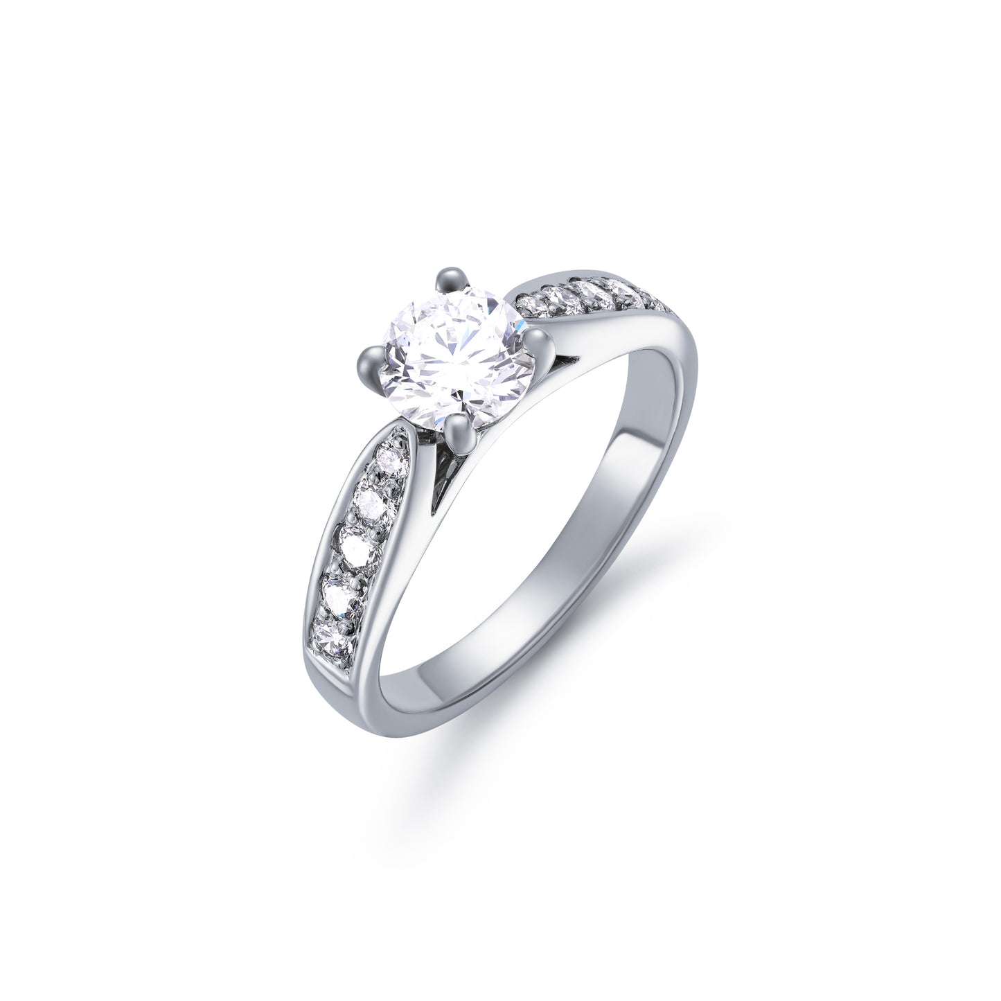 Diamond Solitaire with Pinched Diamond Shoulders 1.12ct
