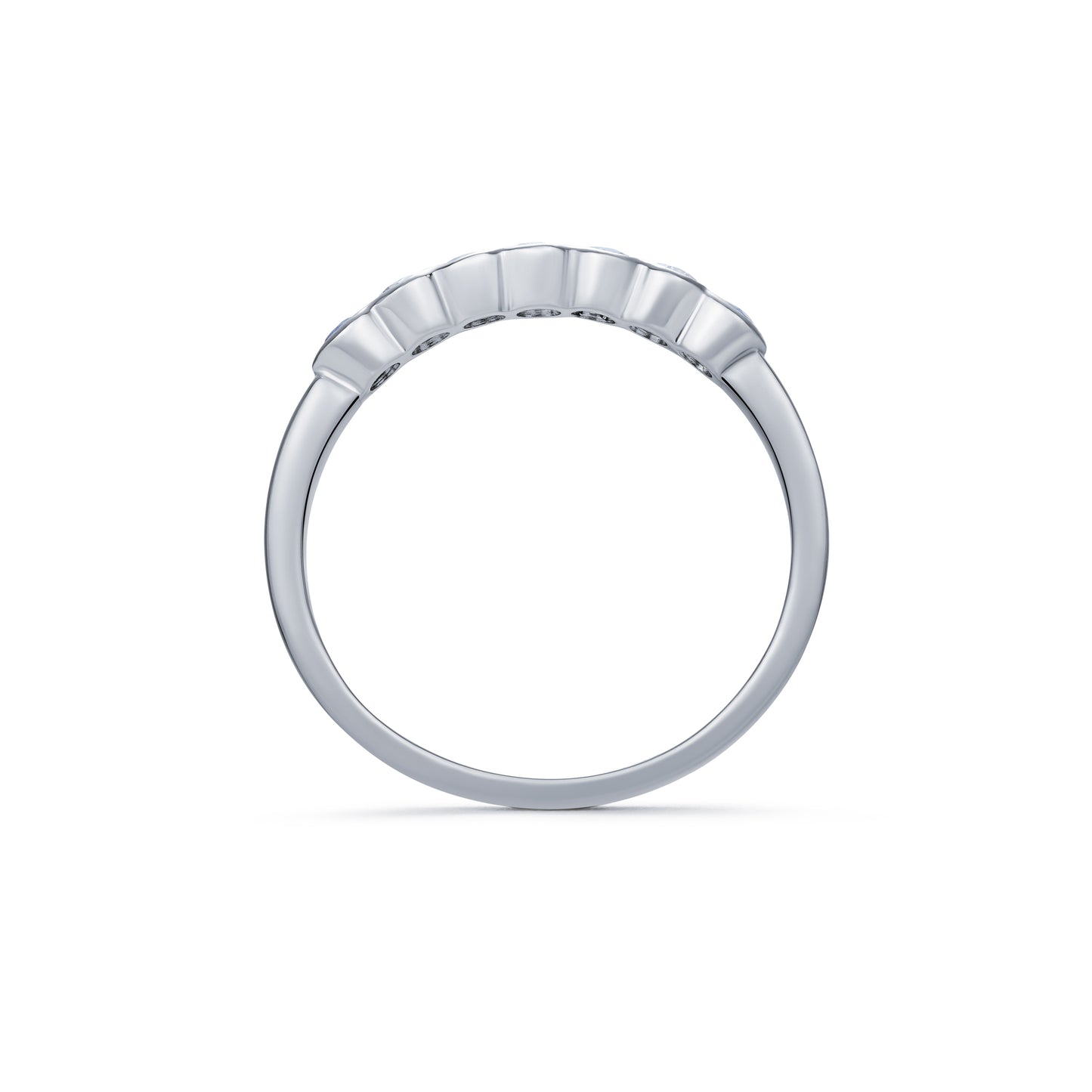 Sapphire and Diamond Seven Stone Demi Bezel Ring