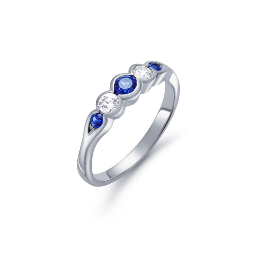 Sapphire and Diamond Five Stone Tapered Ring