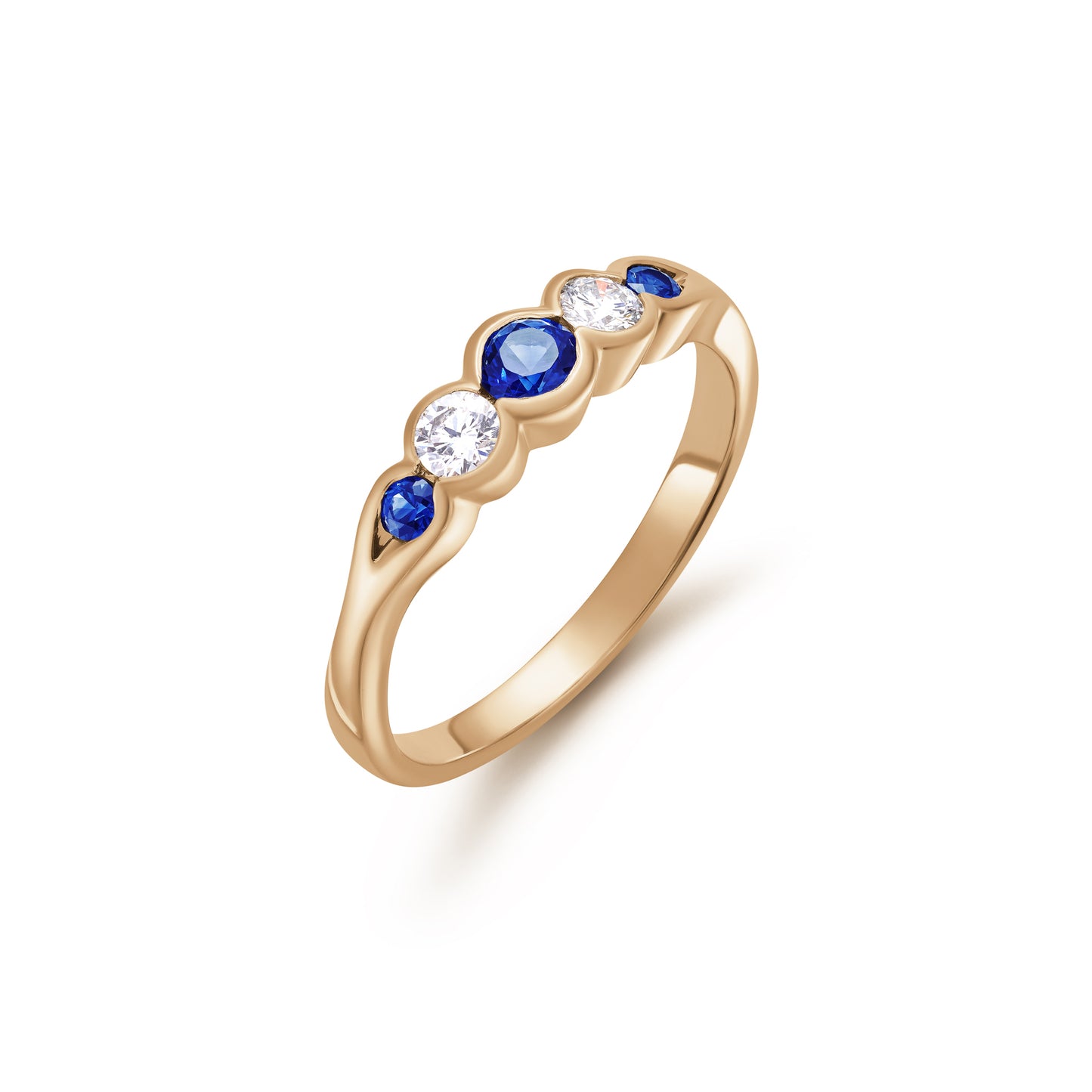 Sapphire and Diamond Five Stone Tapered Ring