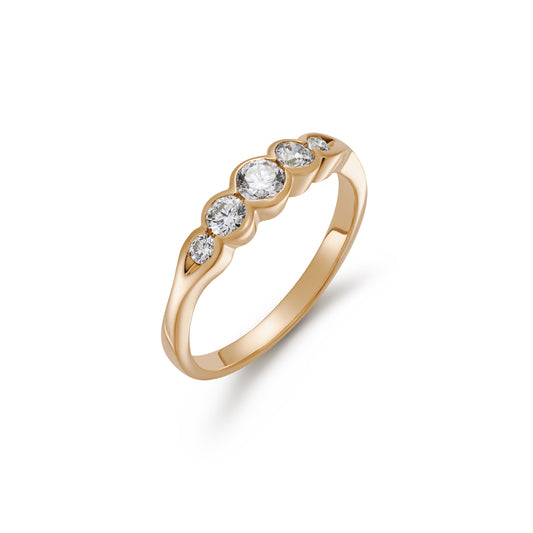 Tapered Diamond 5 Stone Demi Bezel Ring 0.47ct