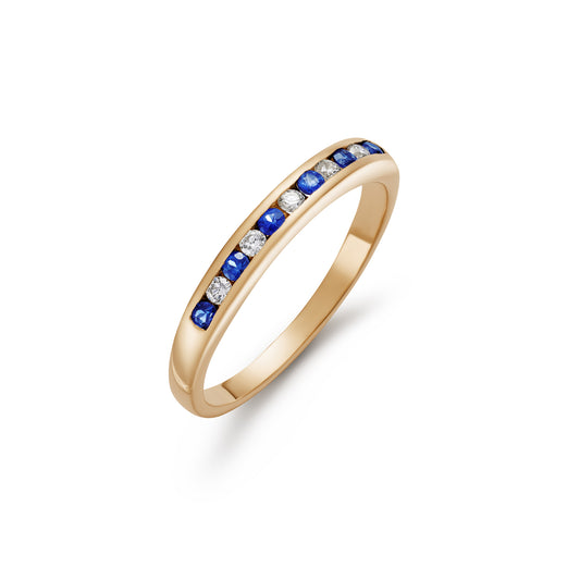 Eleven Stone Sapphire and Diamond Channel Set Half Eternity Ring