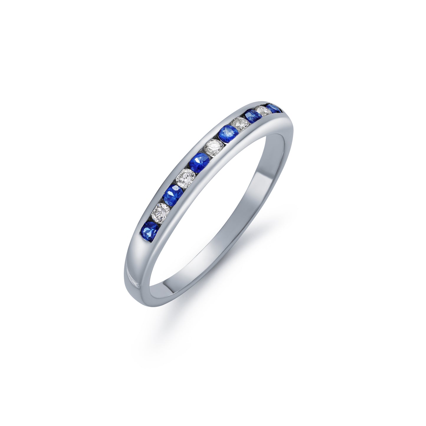 Eleven Stone Sapphire and Diamond Channel Set Half Eternity Ring