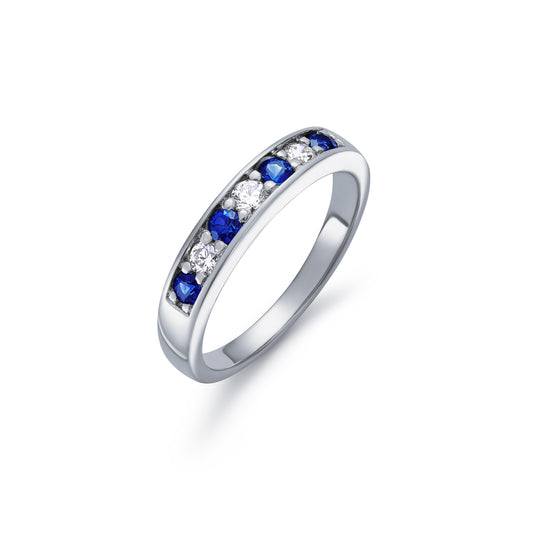 Seven Stone Graduated Sapphire and Diamond Half Eternity Ring