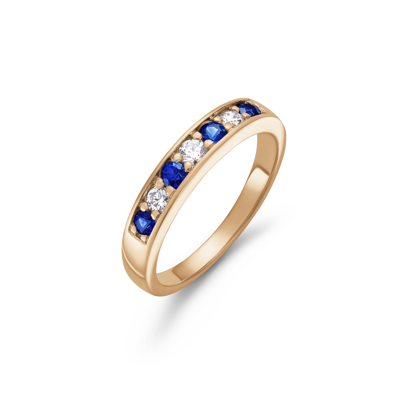 Seven Stone Graduated Sapphire and Diamond Half Eternity Ring