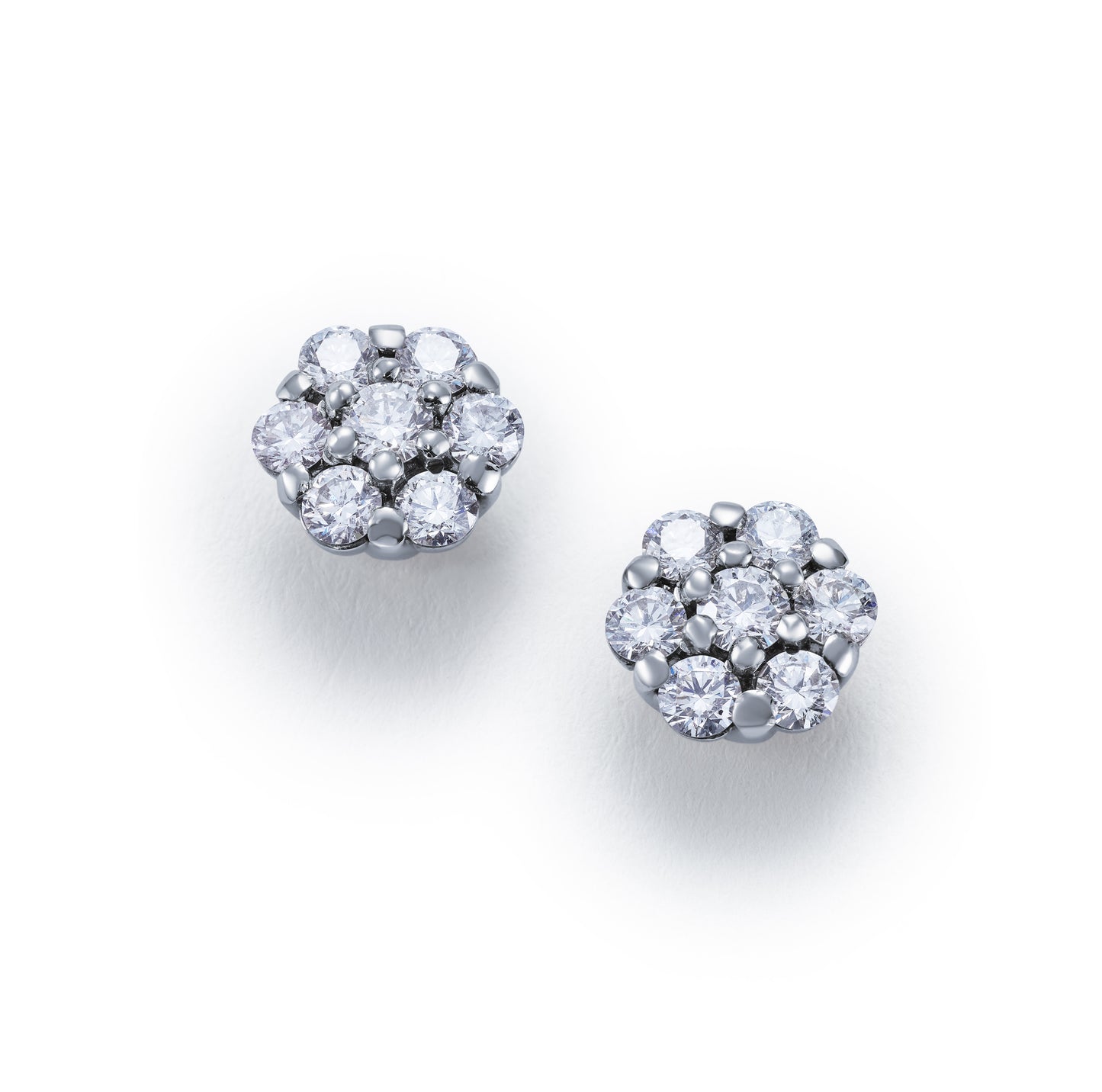 Diamond Floral Design Cluster Stud Earrings