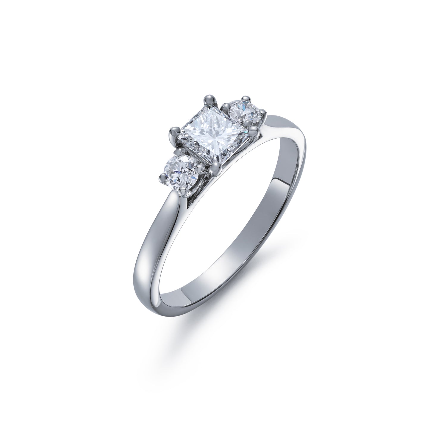 Diamond Princess and Round Three Stone Ring 0.78ct