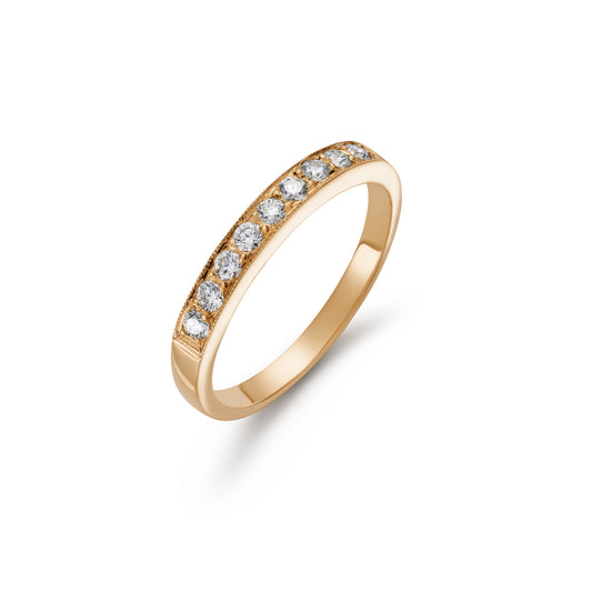 Diamond Grain Set Nine Stone Half Eternity Ring 0.29ct
