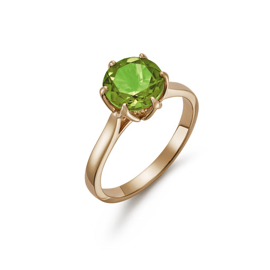 Floral Design Peridot Solitaire Ring  2.27ct