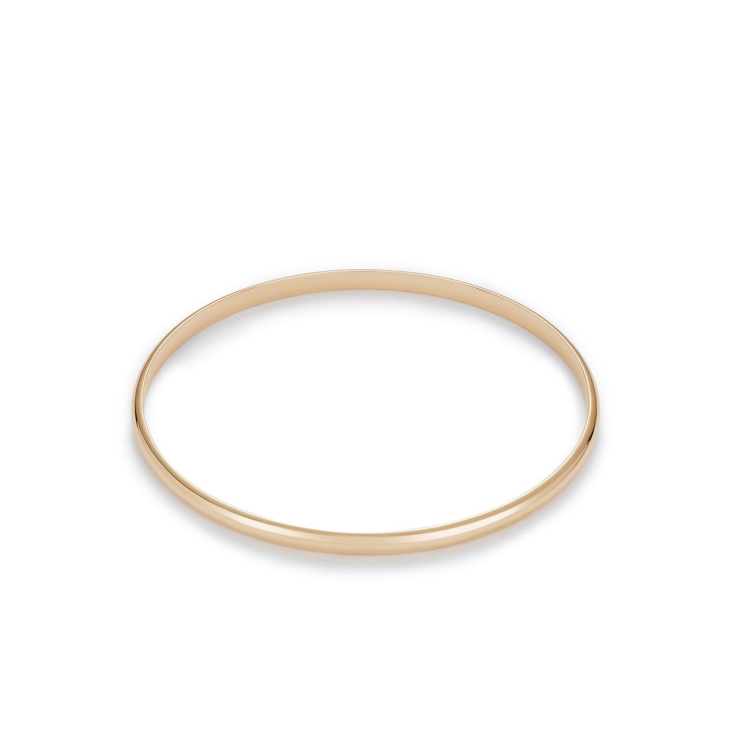 9ct Gold 4mm D Shape Round Solid Bangle