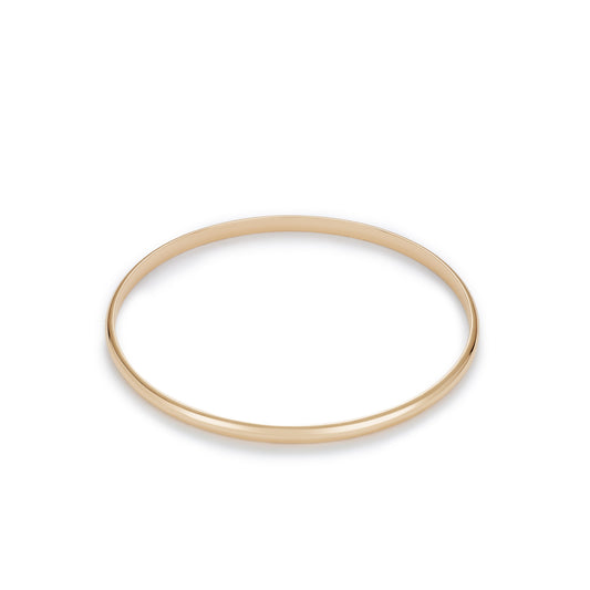 9ct Gold 4mm D Shape Round Solid Bangle