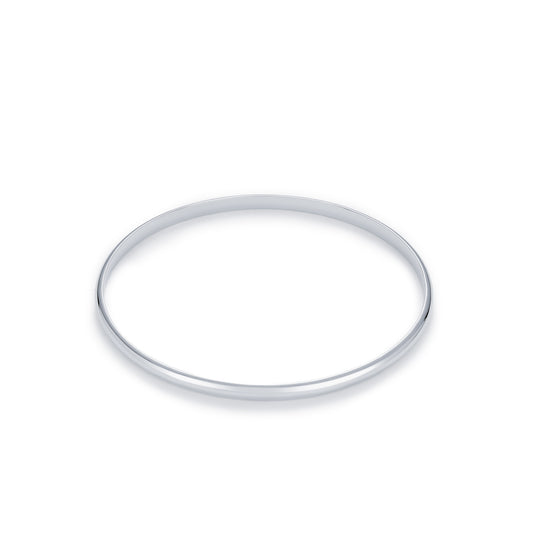 9ct White Gold 3mm D Shape Round Bangle