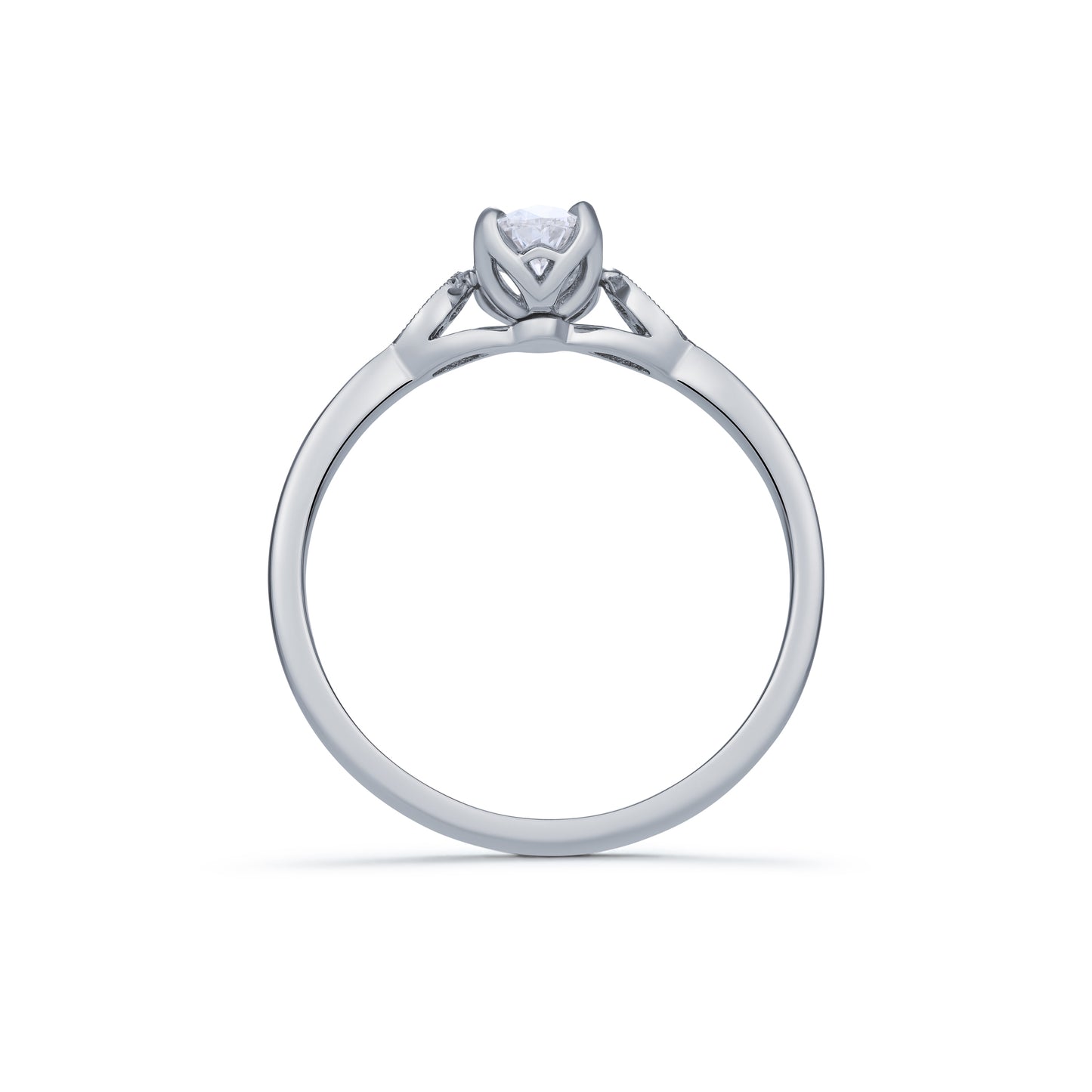 Diamond Solitaire Ring with Petal Design Shoulders 0.51ct