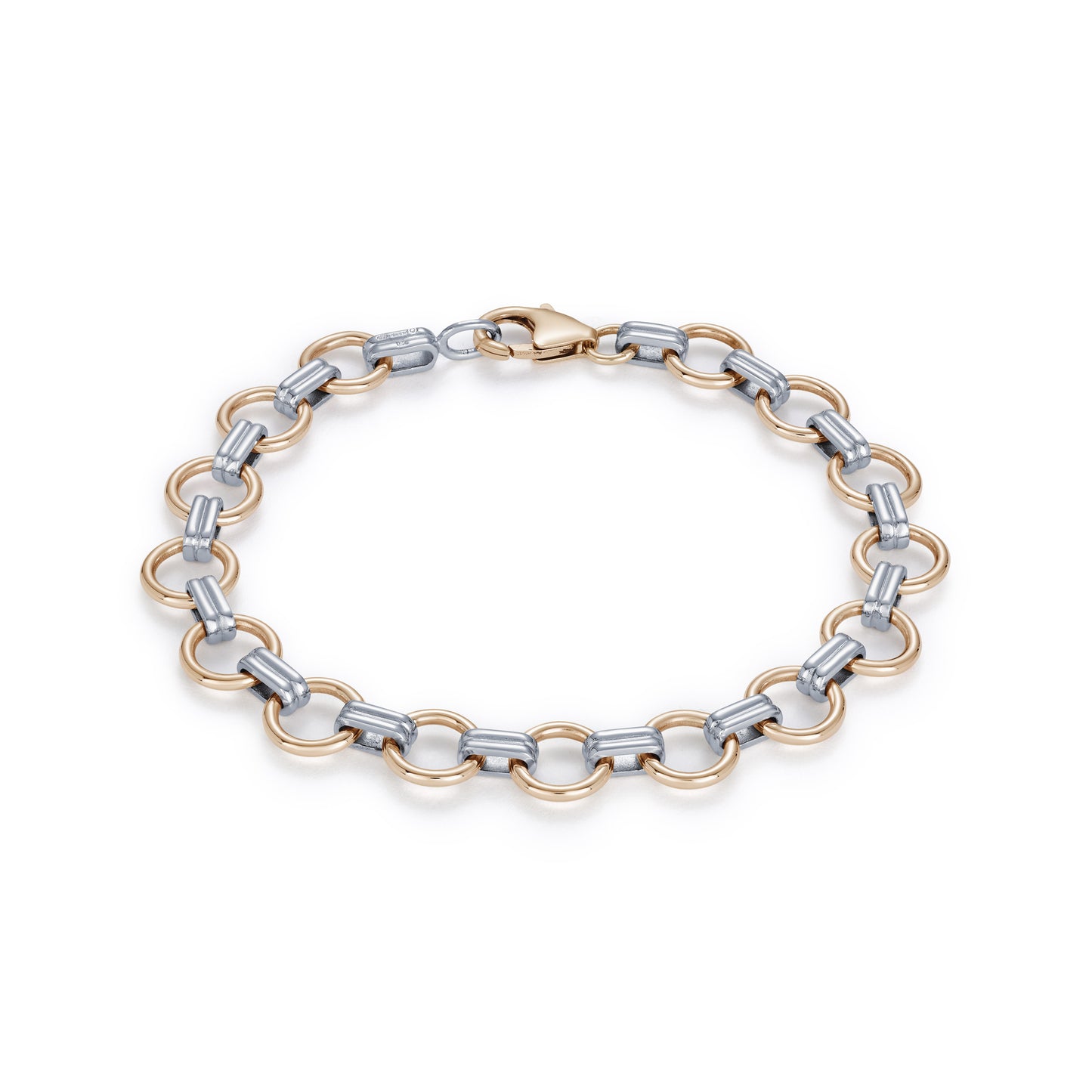 Two Tone Ring and Double Bar Design Bracelet