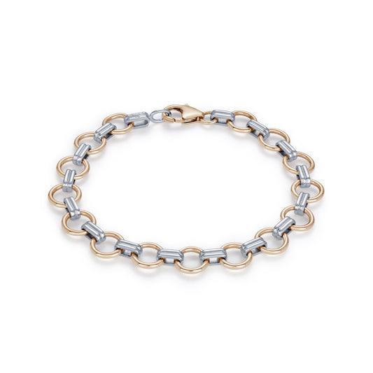Two Tone Ring and Double Bar Design Bracelet