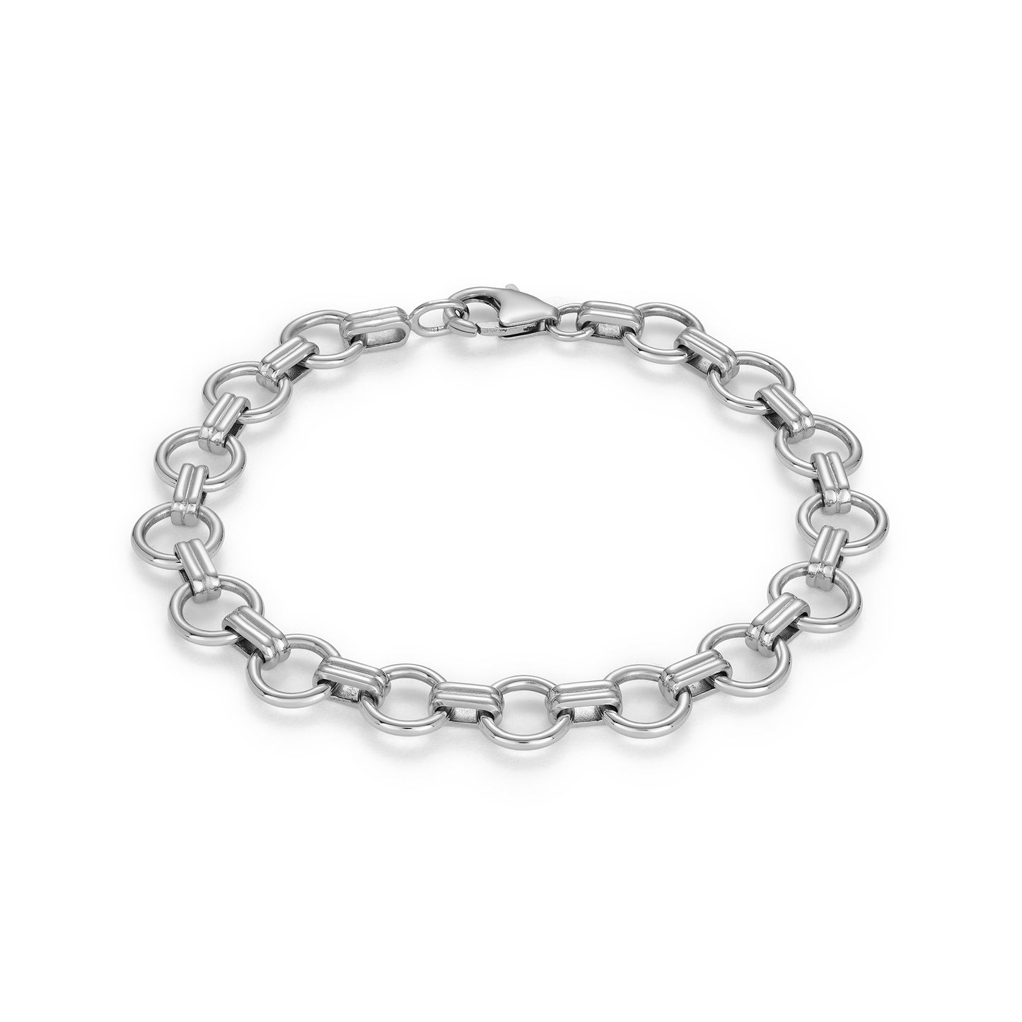 9ct White Gold Ring and Double Bar Link Solid Bracelet