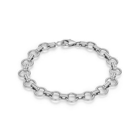 9ct White Gold Ring and Double Bar Link Solid Bracelet