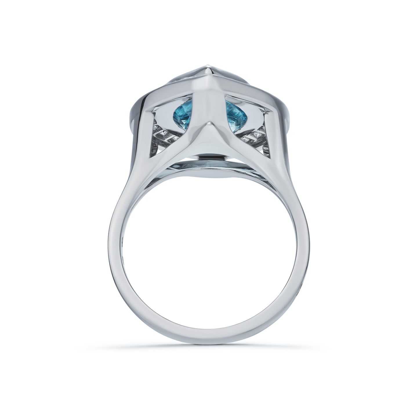 Marquise Aquamarine and Diamond Cluster