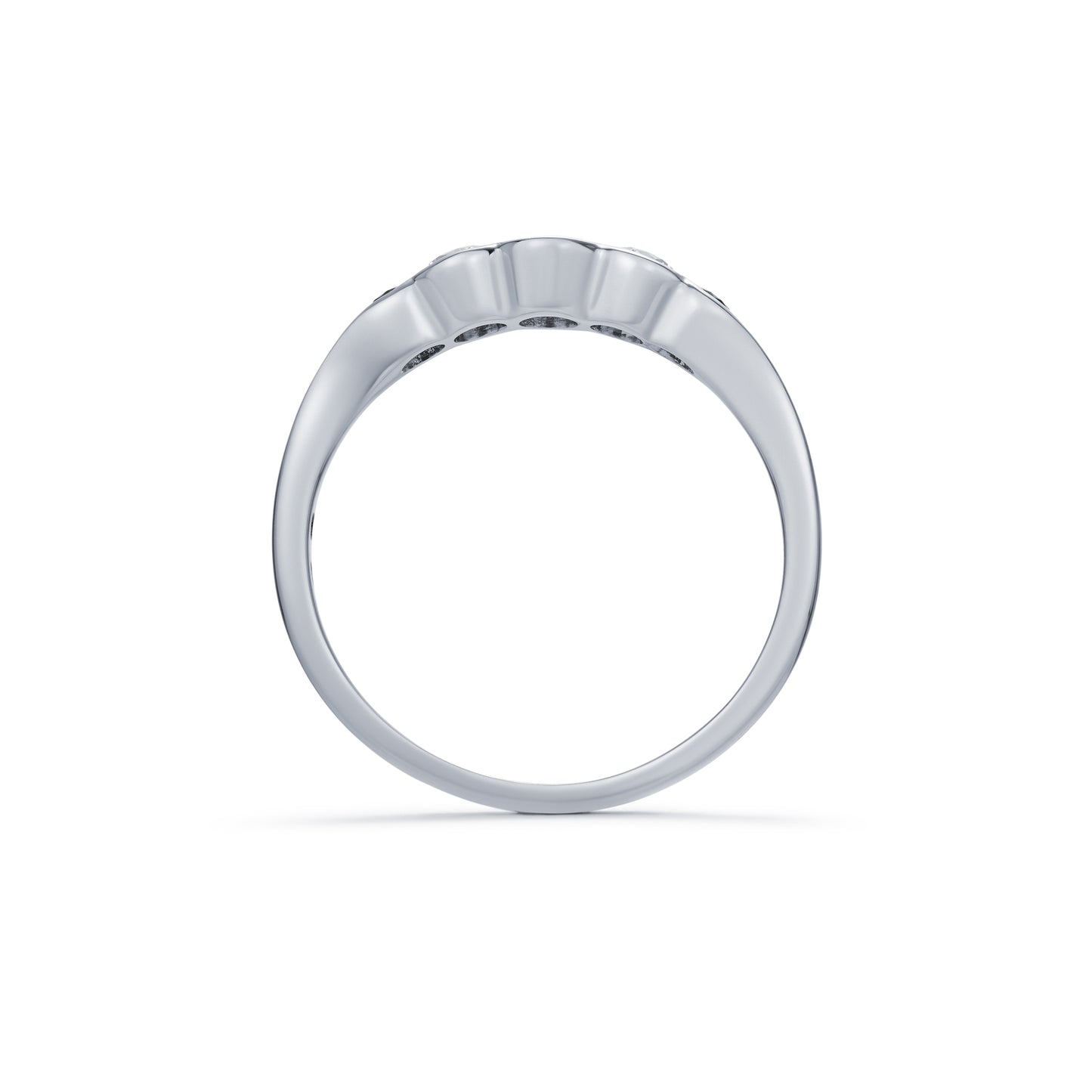 Emerald and Diamond Five Stone Tapered Ring