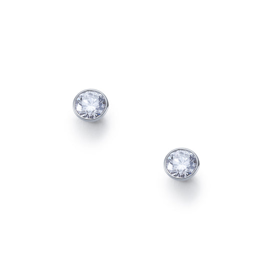 Diamond Round Brilliant Bezel Set Stud Earrings 0.44ct