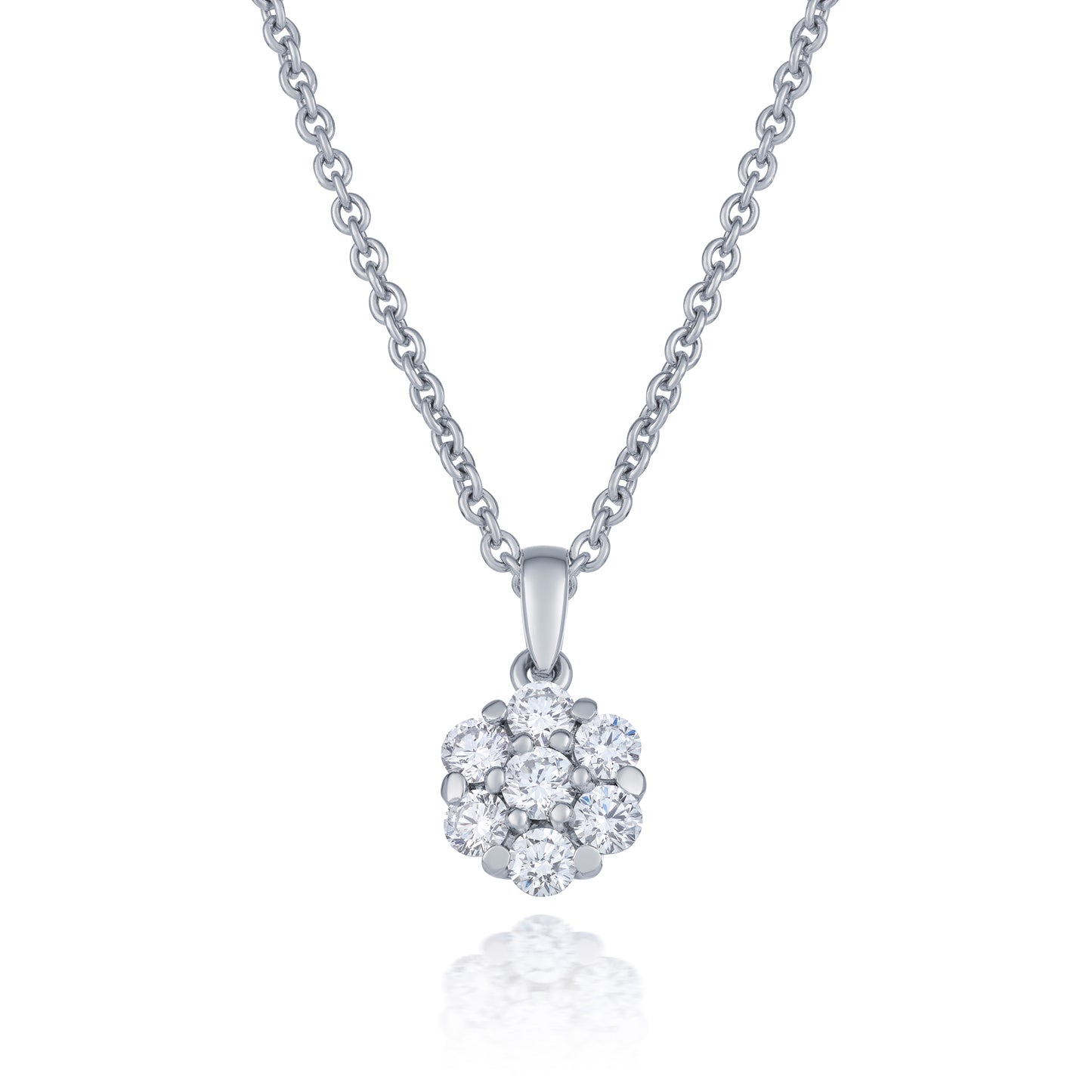 Diamond Floral Design Pendant and Chain