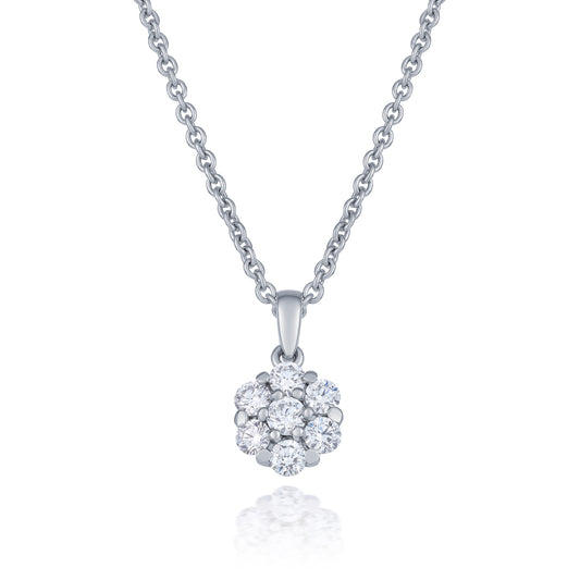 Diamond Floral Design Pendant and Chain