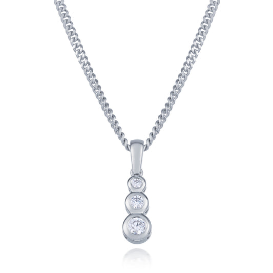 Three Stone Graduated Pendant and Chain 0.11ct