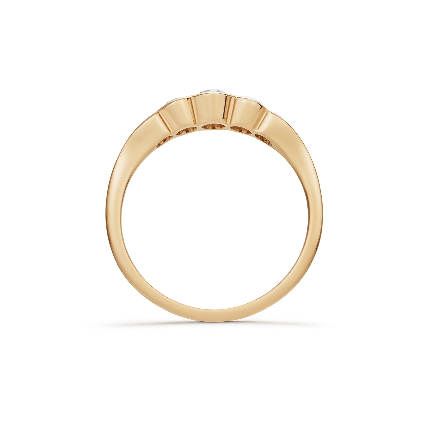 Ruby and Diamond Five Stone Tapered Ring