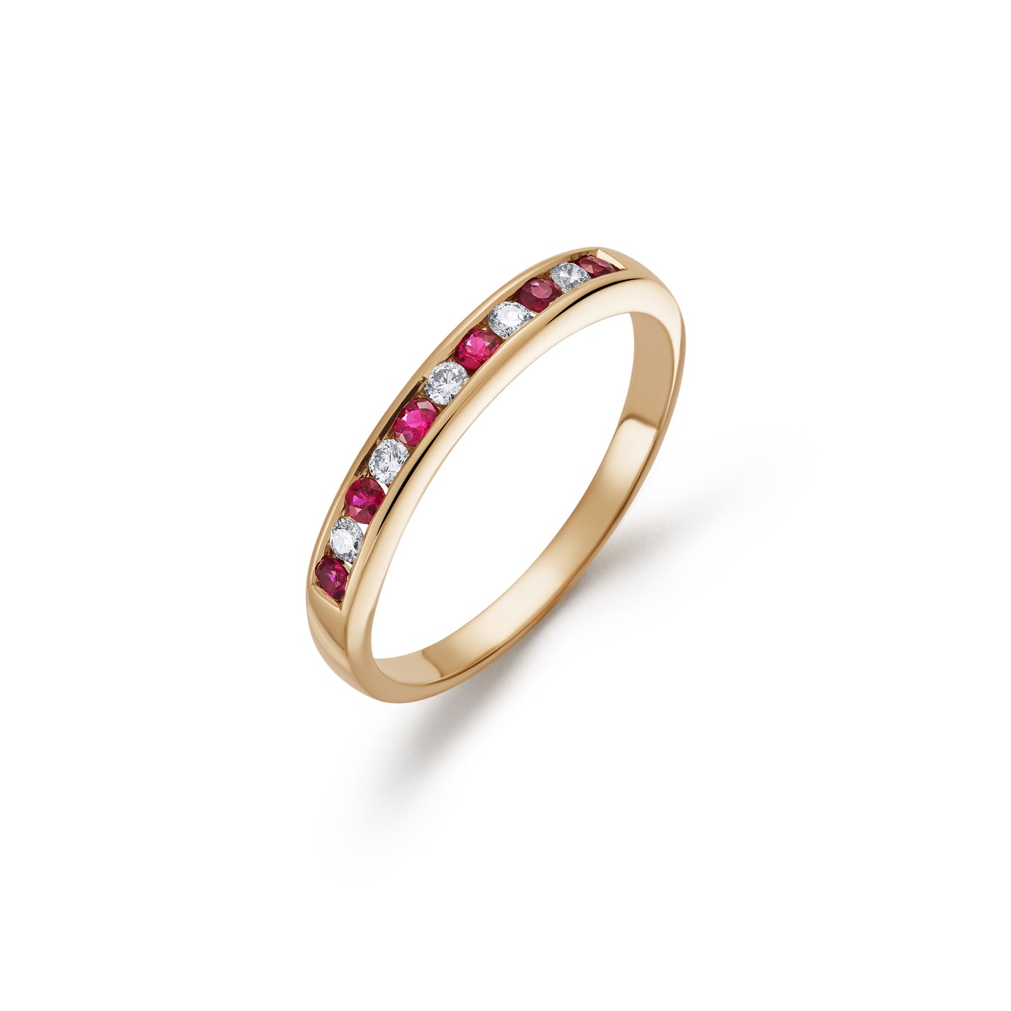 Eleven Stone Ruby and Diamond Channel Set Half Eternity Ring