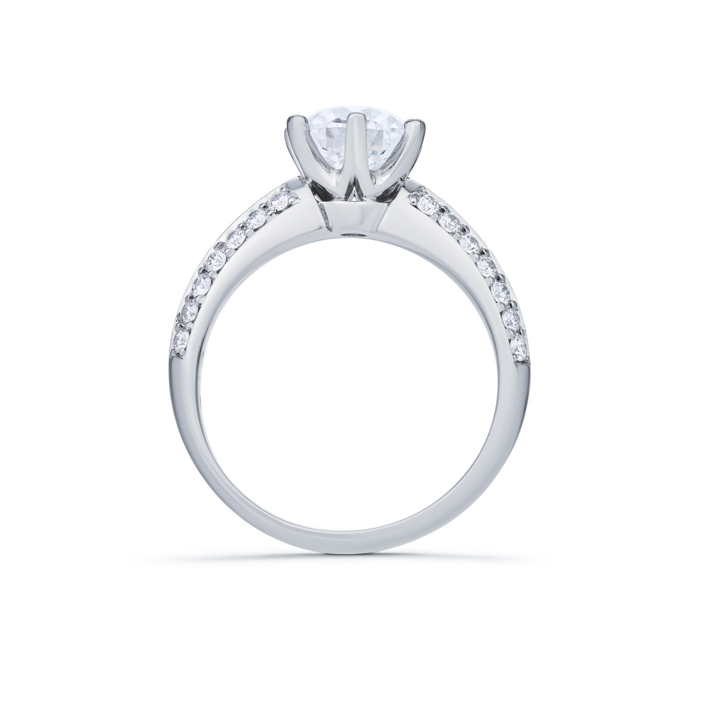 Claw Set 1.50ct Round Brilliant Cut with Diamond Double Shoulders