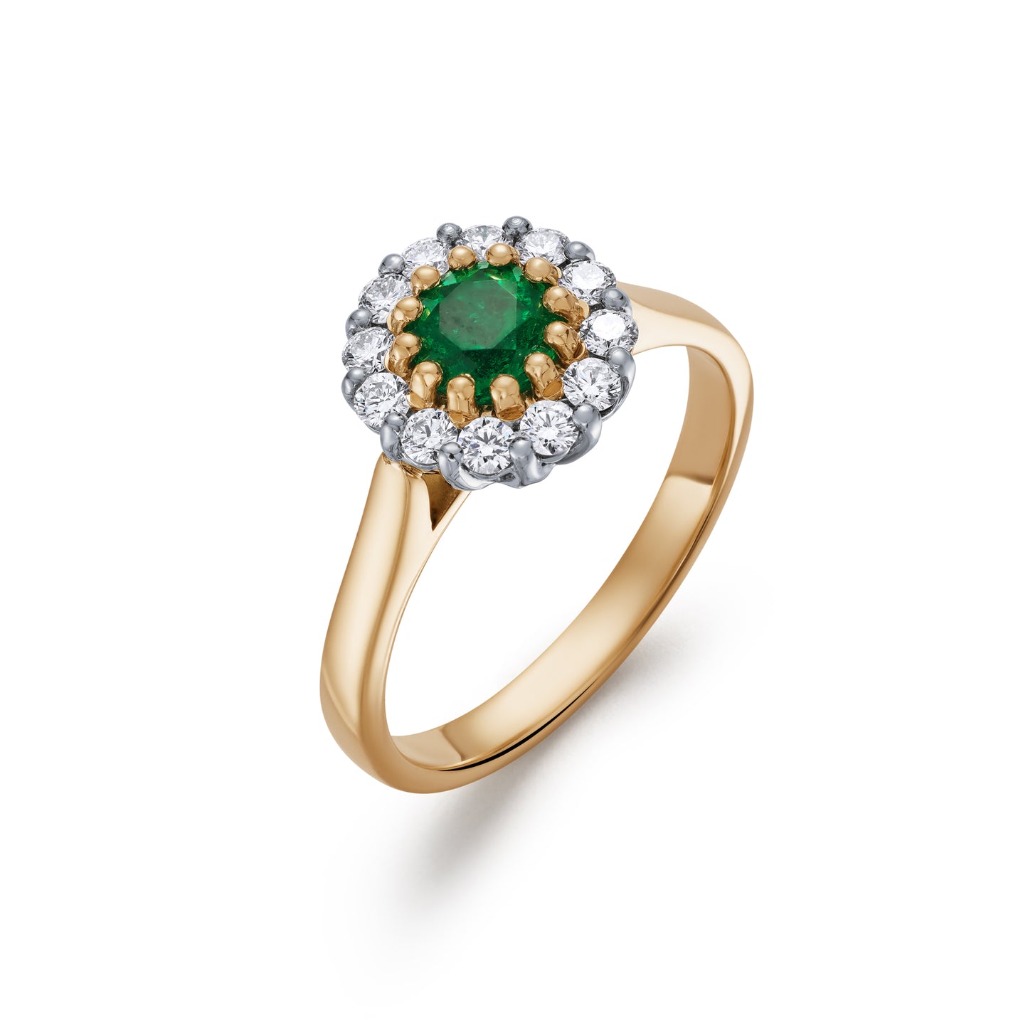 Emerald and Diamond Floral Cluster Ring