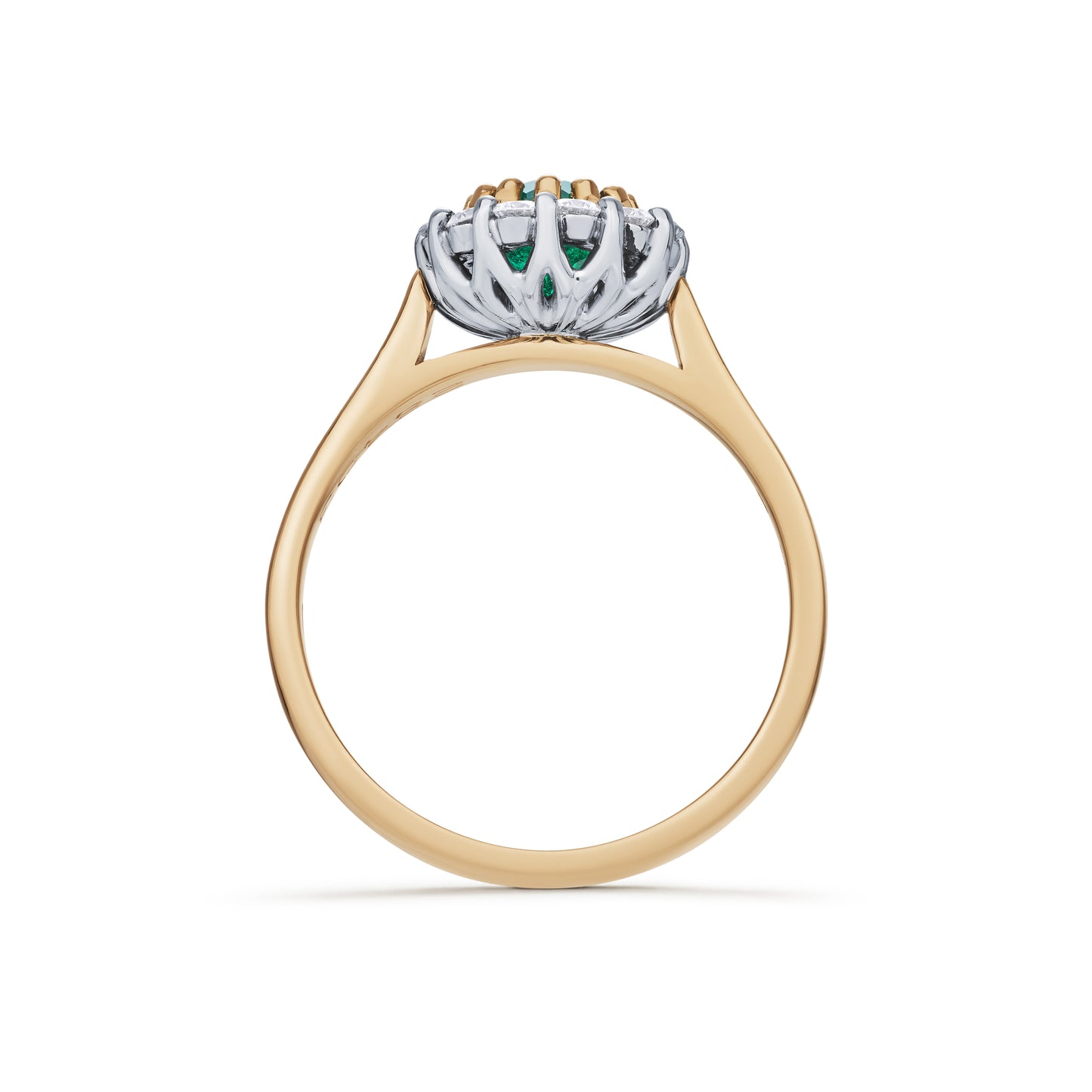 Emerald and Diamond Floral Cluster Ring