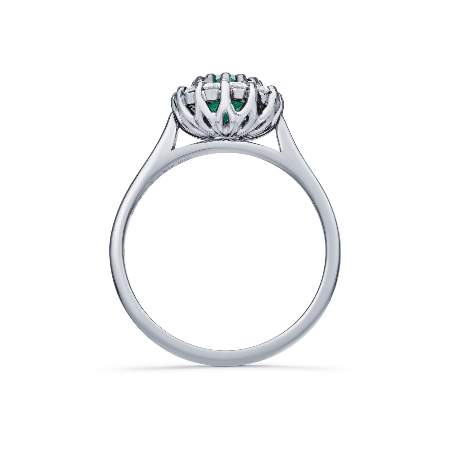 Emerald and Diamond Floral Cluster Ring