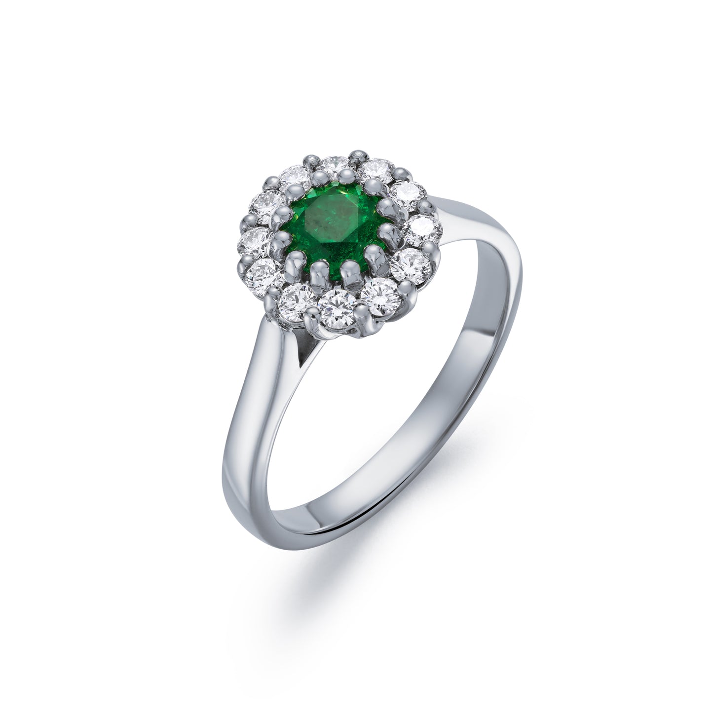 Emerald and Diamond Floral Cluster Ring