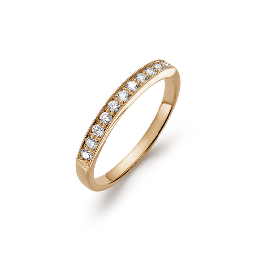 Eleven Stone Grain Set Half Eternity Ring 0.21ct