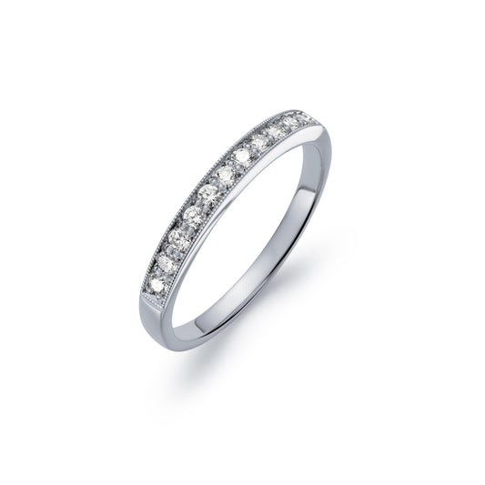 Eleven Stone Diamond Grain Set Half Eternity Ring