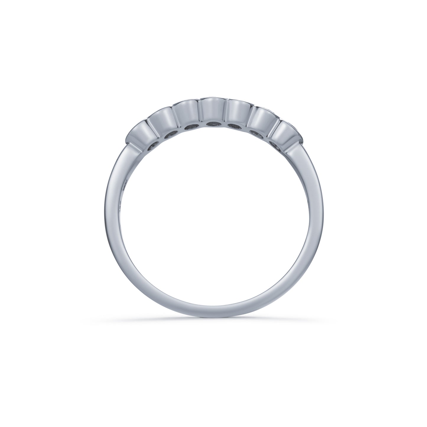 Emerald and Diamond Seven Stone Demi Bezel Half Eternity Ring