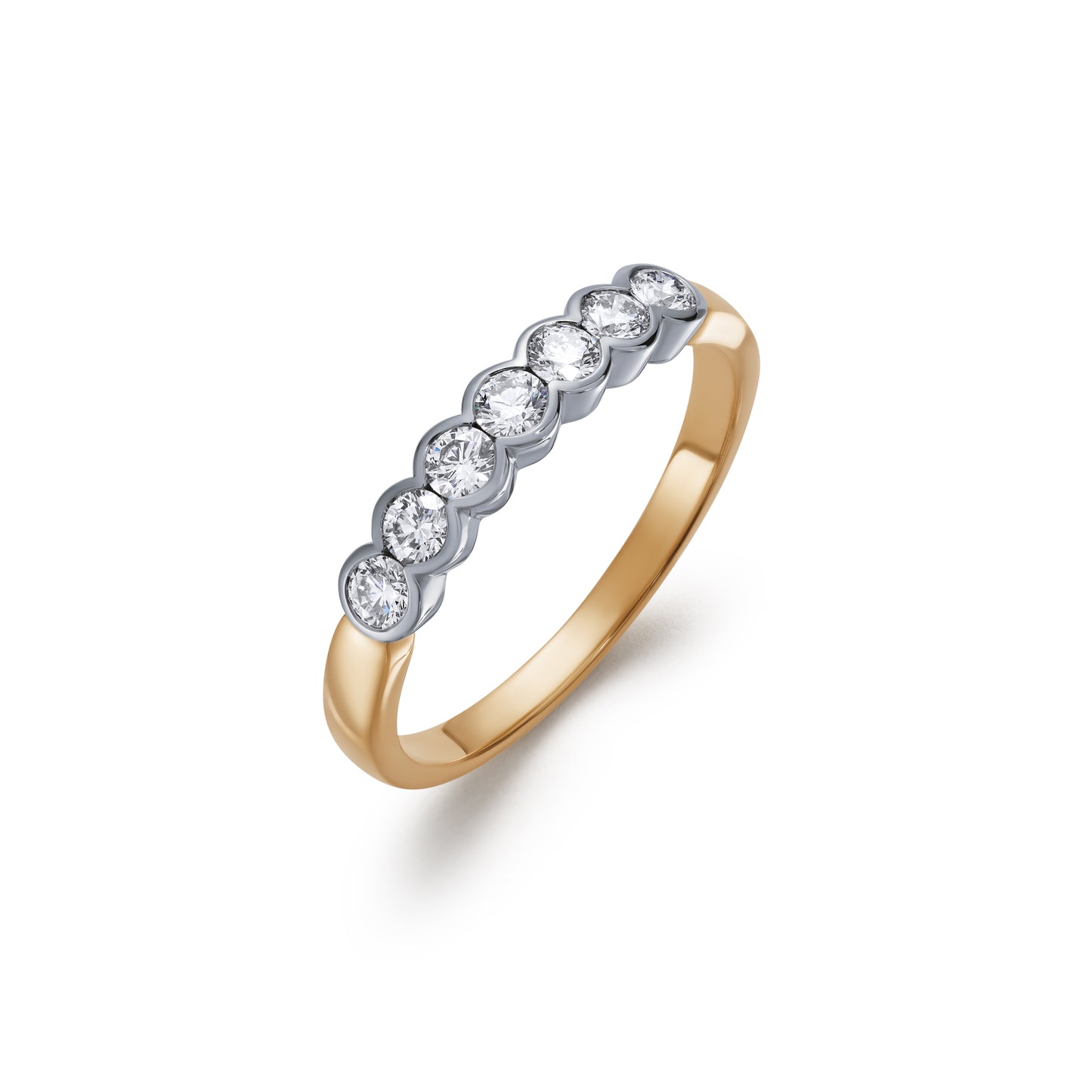 Seven Stone Diamond Demi Bezel Ring 0.42ct
