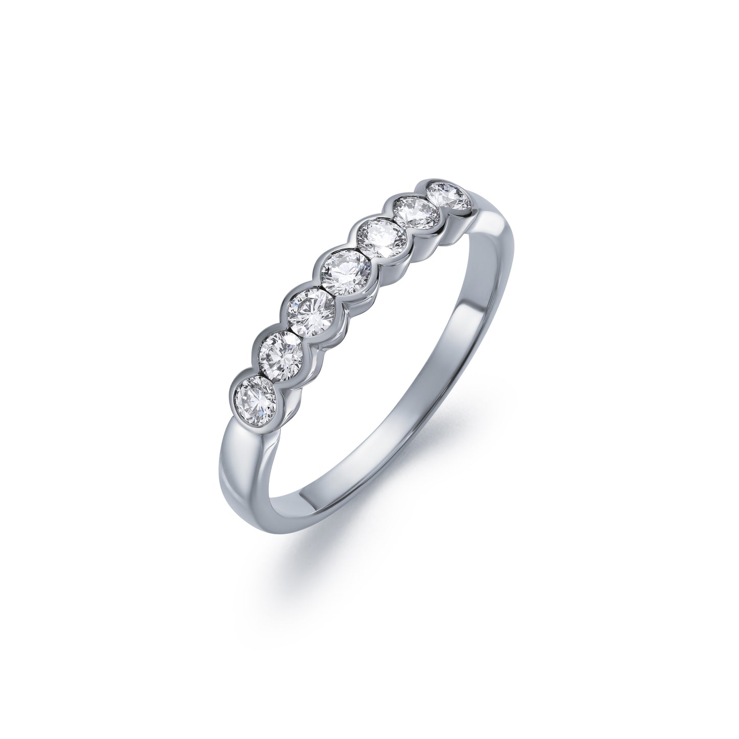 Seven Stone Diamond Demi Bezel Ring 0.42ct