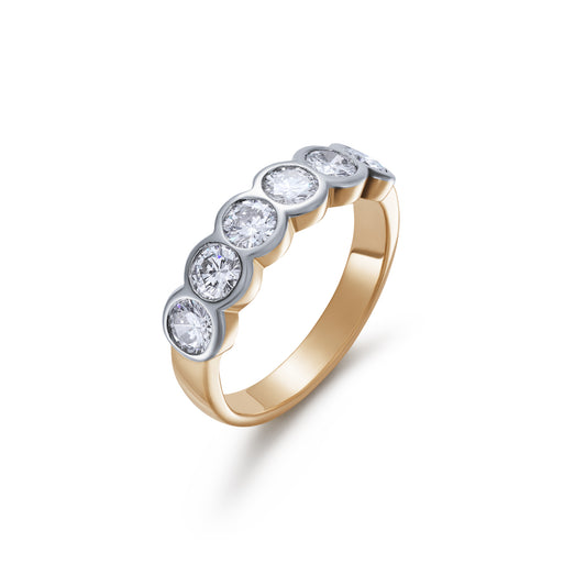 Six Stone Rub-Over Half Eternity Ring