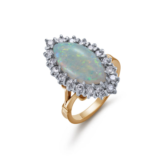 Secondhand- 18ct Yellow and White Gold Opal Cluster Ring