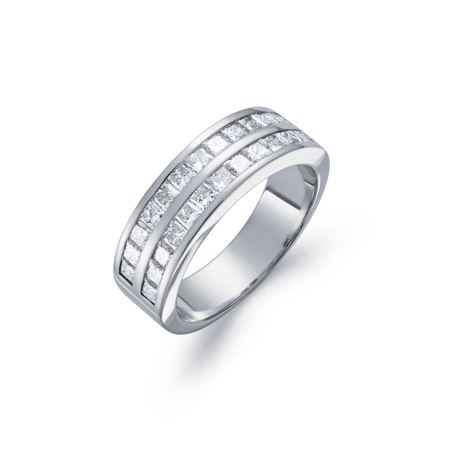 Two Row Princess Cut Half Eternity Ring