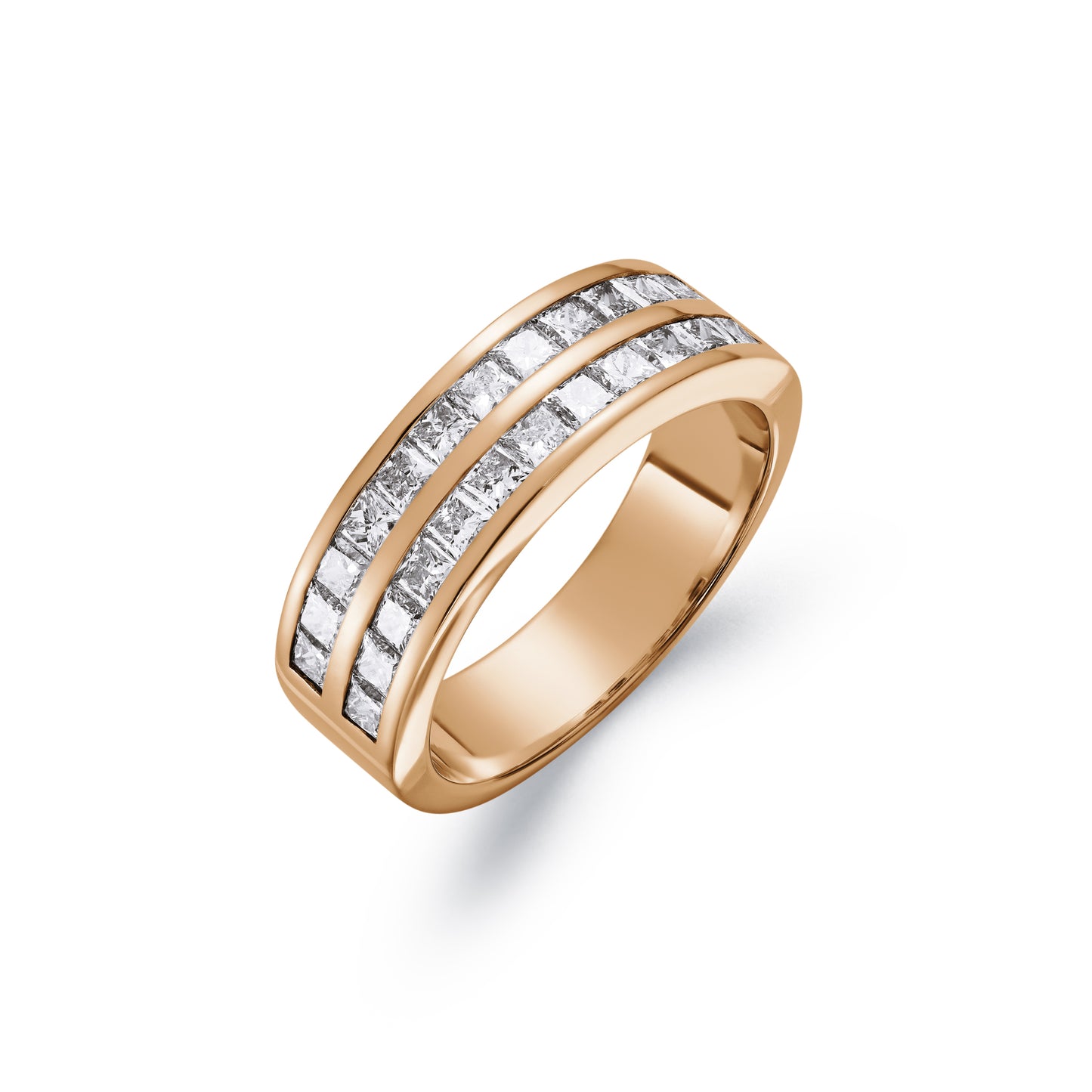 Two Row Princess Cut Half Eternity Ring